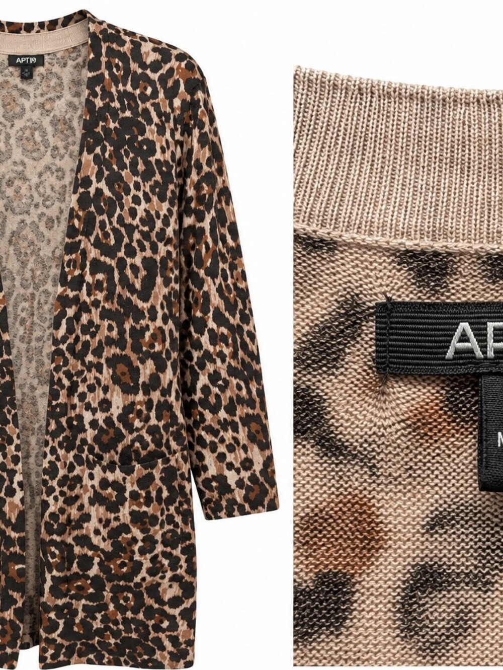 Apt. 9 Leopard Print Open-Front Cardigan - Brown/Black